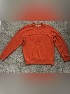 Timberland Men’s Orange Earthkeepers Crewneck Embroidered Logo Fleece Size M